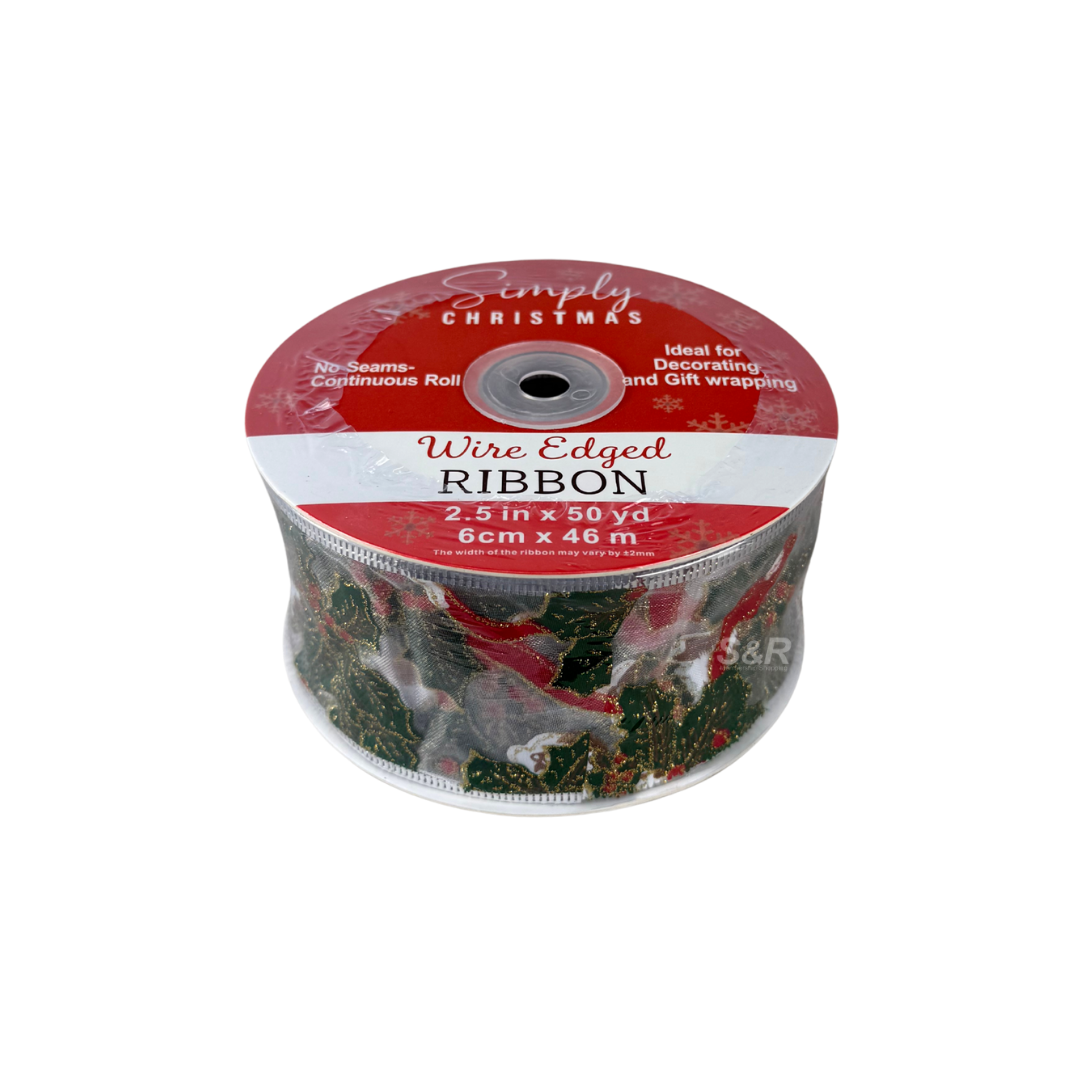 Simply Christmas Wire Edged Christmas Ribbon 2.5in x 50 yd